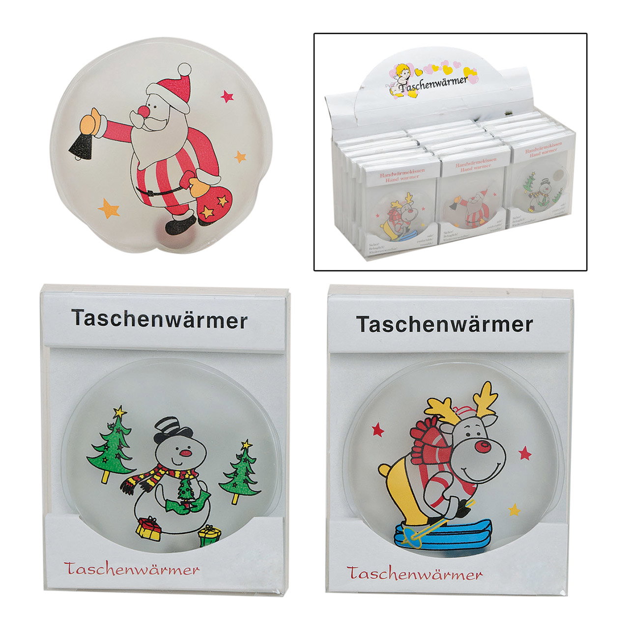 Taschenwärmer, Weihnacht, Weihnachtsmann, Schneemann, Rentier