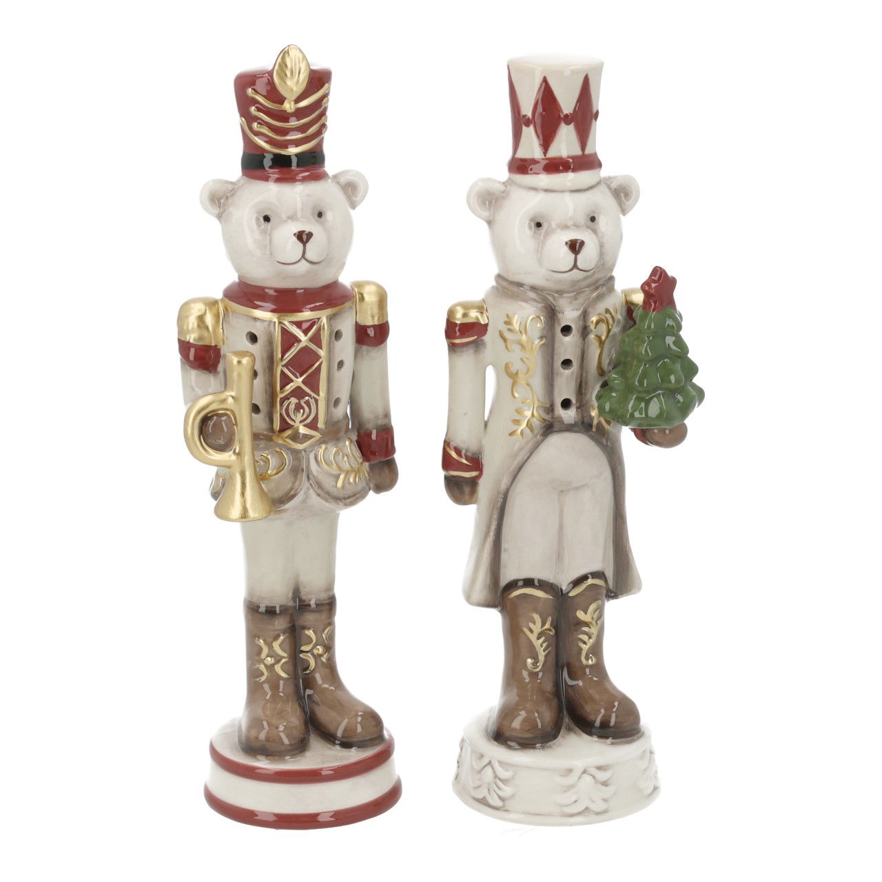 Bär LED aus Keramik Bordeaux 2-fach sortiert (B/H/T) 7x25x6cm exkl. 3xLR44 Nussknacker, Spielzeug, Person