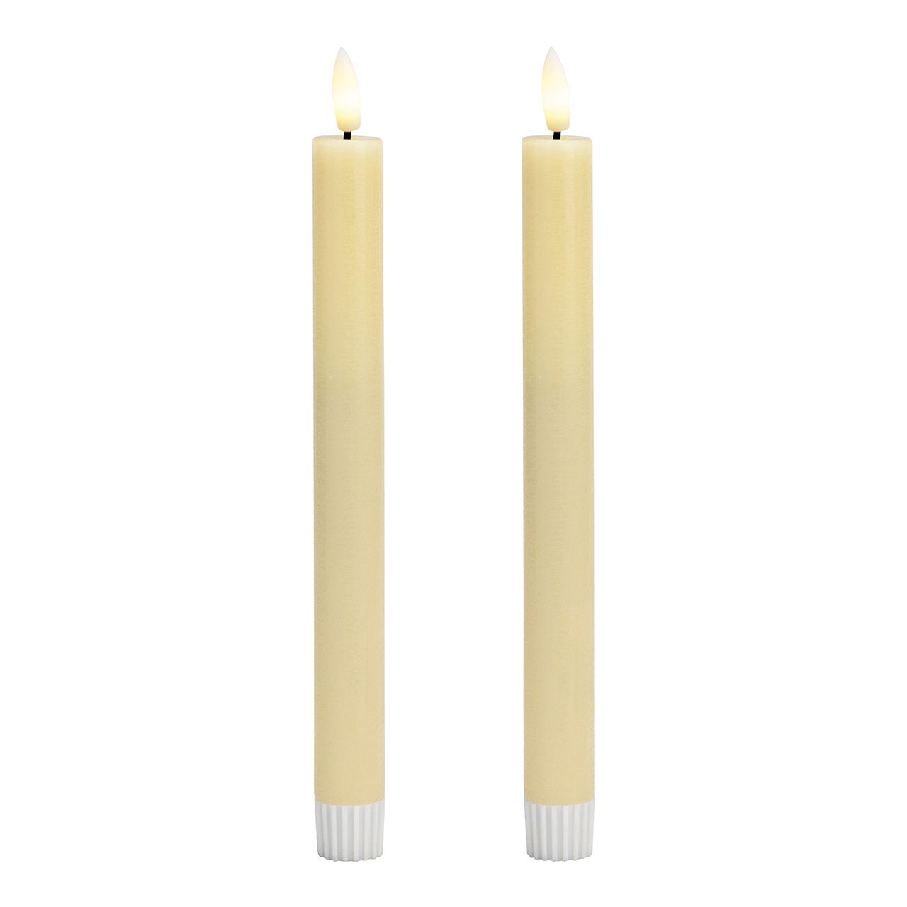 Set di 2 candele a LED, in crema di cera (L/H/D) 2x24x2cm funzionamento a batterie 2xAA non incluse