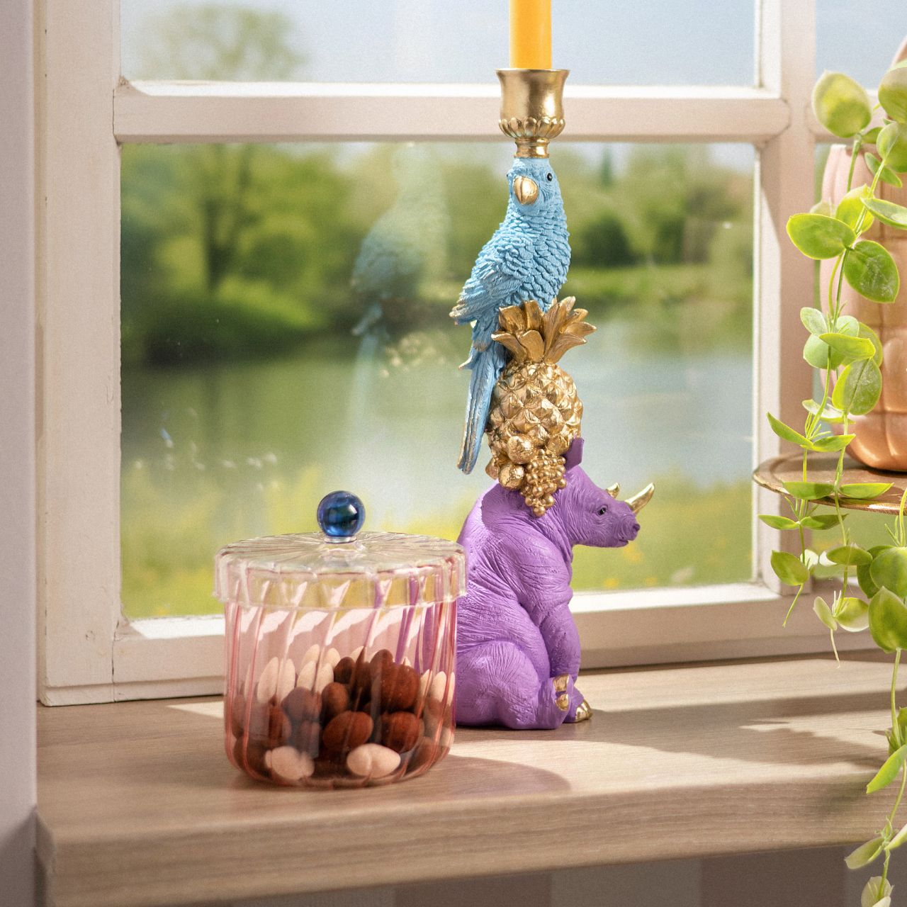 Barattolo in vetro, 2 scomparti, verde/rosa (L/H/D) 12x13x12cm 700ml Flasche, Glas, Kosmetik, Parfüm