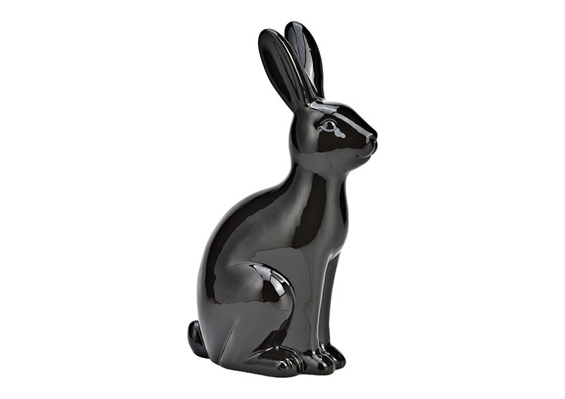 Coniglio in ceramica nero (L/H/D) 17x30x9cm