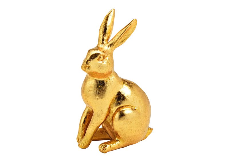 Conejo de poli oro (c/h/d) 8x12x6cm