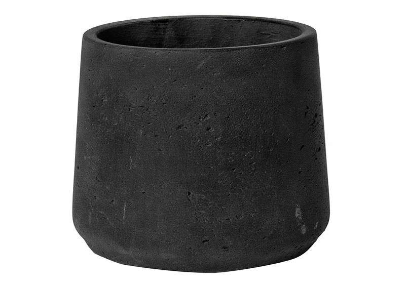 Fiberclay flower pot black (W/H/D) 16x14x16cm