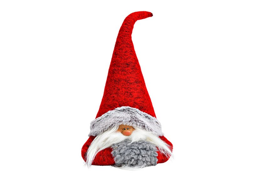 Kerstman hoofd van poly/textiel rood (w/h/d) 18x39x16cm