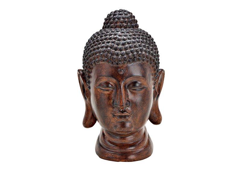 Buddha Kopf aus Poly Braun (B/H/T) 23x37x23cm