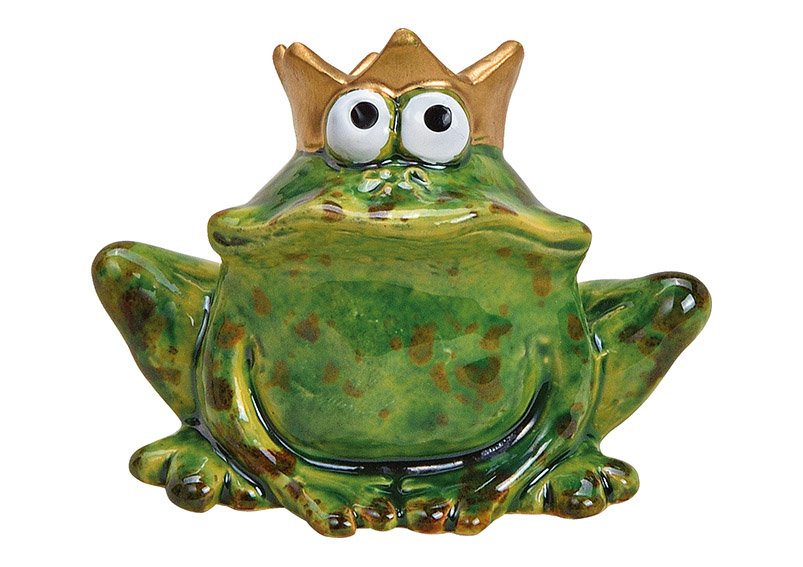 Frog king ceramic green, 7x5x4cm