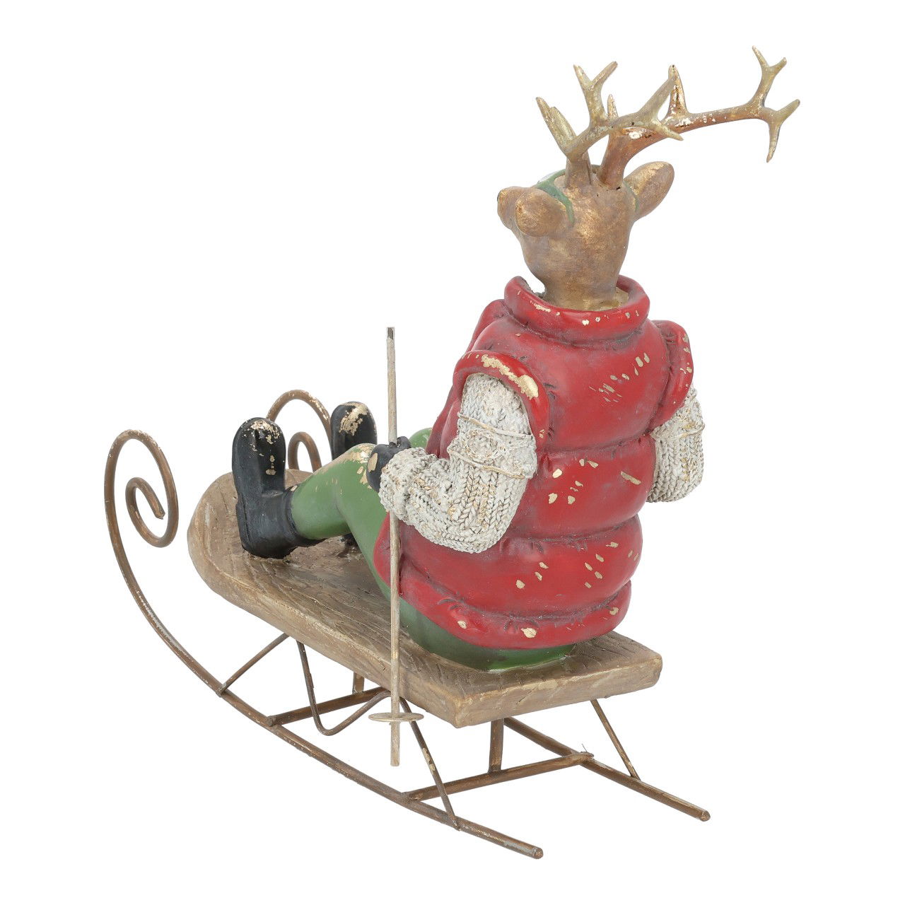 Hirsch auf Schlittem aus Poly Bunt (B/H/T) 29x24x10cm Moebel