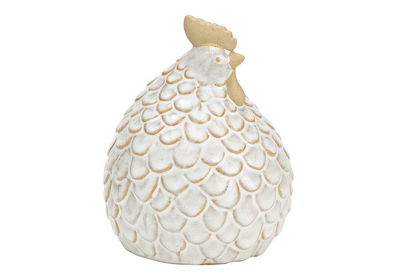 Pollo in ceramica bianco (L/H/D) 12x15x11cm