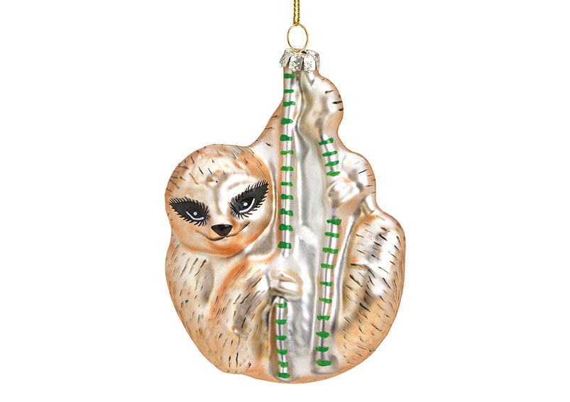 Christmas hanger sloth glass champagne (W/H/D) 7x10x5cm