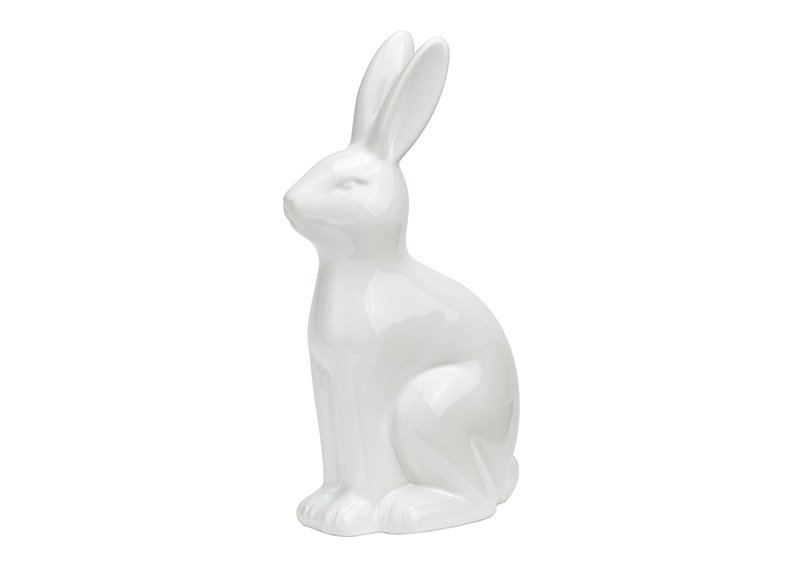 Conejo de cerámica blanco (A/A/P) 13x25x8cm