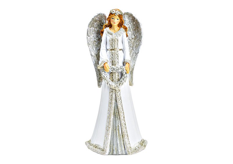 Engel gemaakt van poly wit, (w/h/d) 12x27x10cm