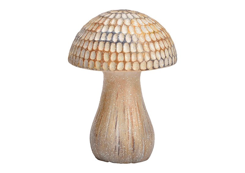 Mushroom with glitter of clay champagne (W/H/D) 12x17x12cm