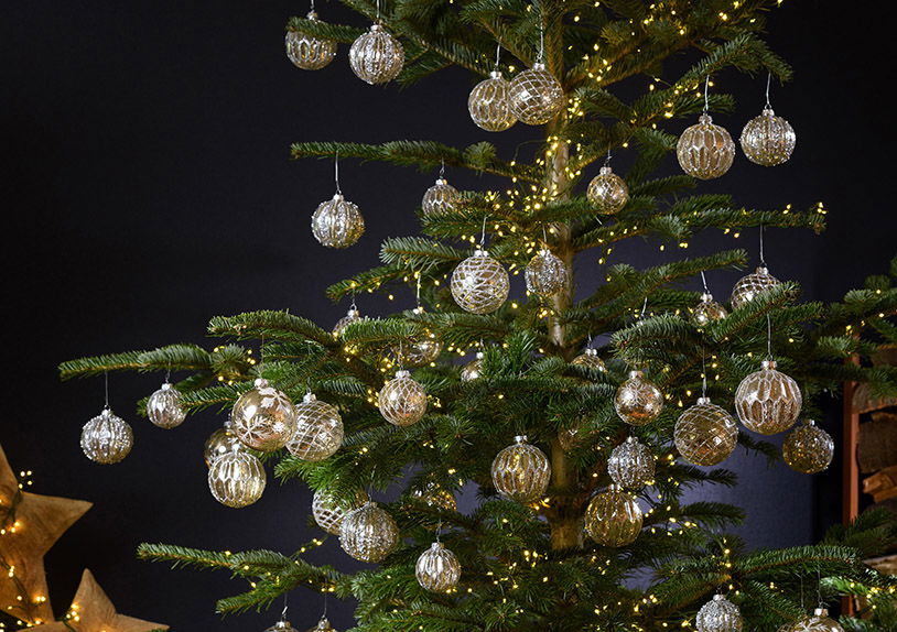 Glitter glass Christmas bauble, 4-fold, silver Ø8cm Zubehor, Ohrring, Schmuck, Kiste, Silber