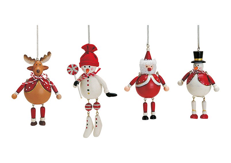 Figurines de Noël en spirale en bois assorties (L/H/P) 6x11x4 cm/6x16x4 cm