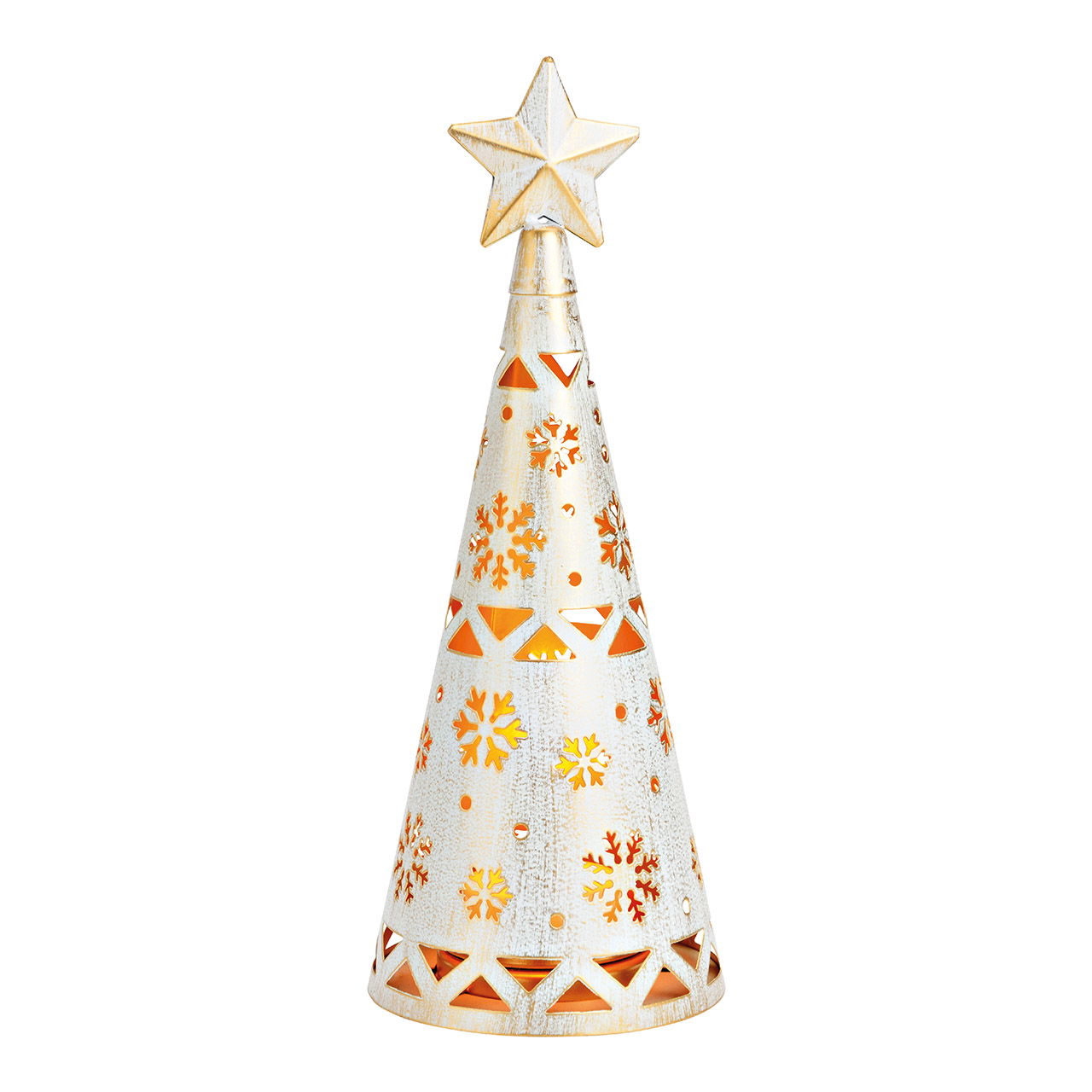 Lanterna per albero di Natale in metallo bianco (L/H/D) 12x33x12cm