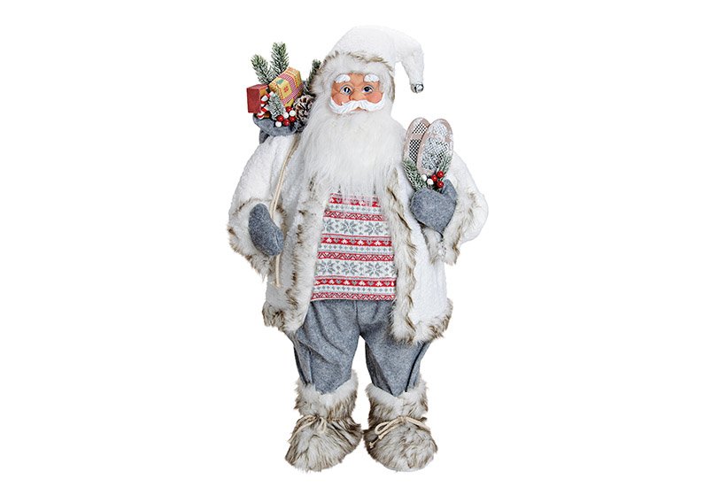 Babbo Natale, tessuto, plastica, bianco/grigio (w/h/d) 37x80x29cm