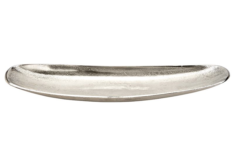 Ciotola ovale in metallo argento (c/h/d) 43x5x13cm