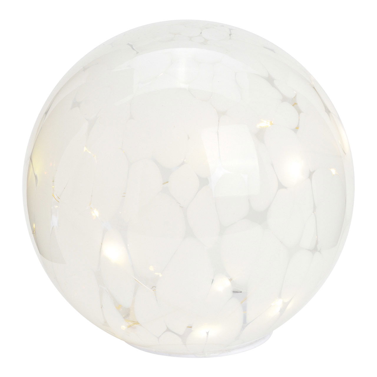 Light ball with 15s LED, with 8/16 timer made of glass white Ø18cm