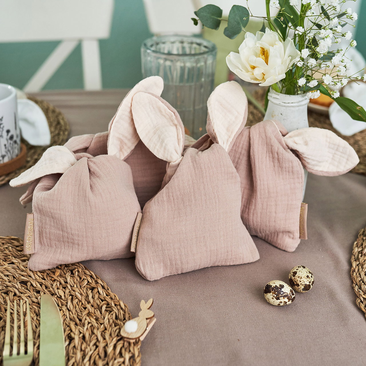 Kissen, Hase, Osterdeko, Stoffkissen, Rosa