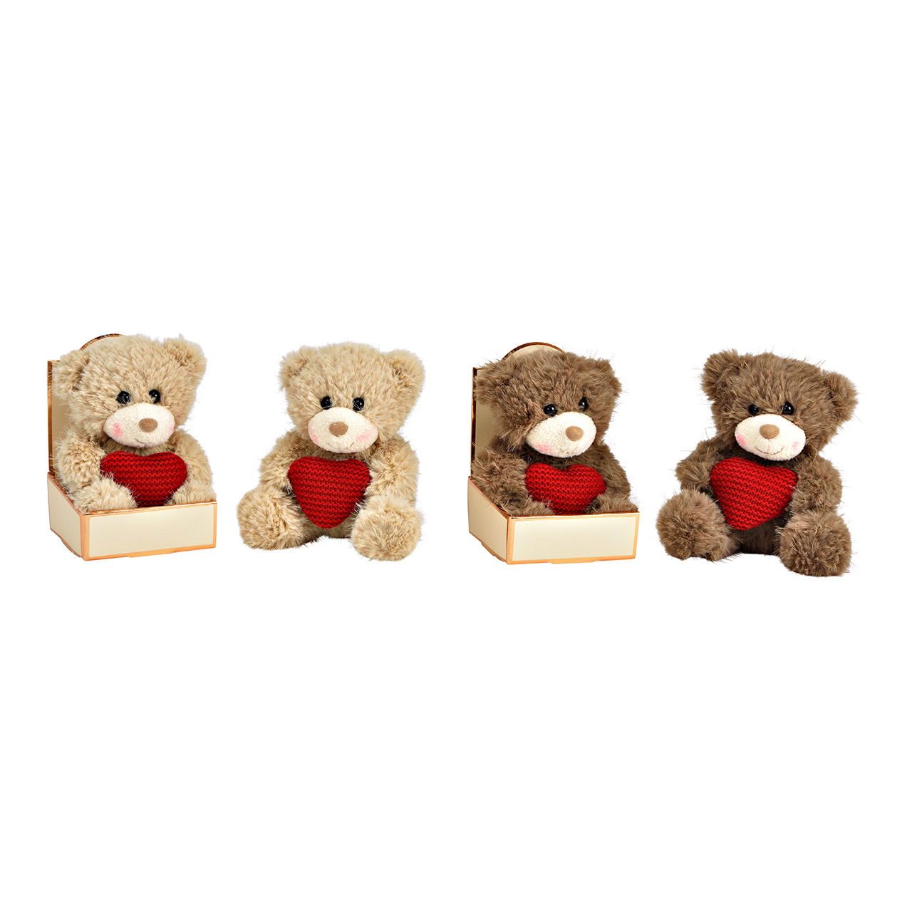 Orso con cuore in peluche 2 pieghe, marrone/beige (L/H/D) 9x13x9cm Spielzeug, Teddybär, Plüsch
