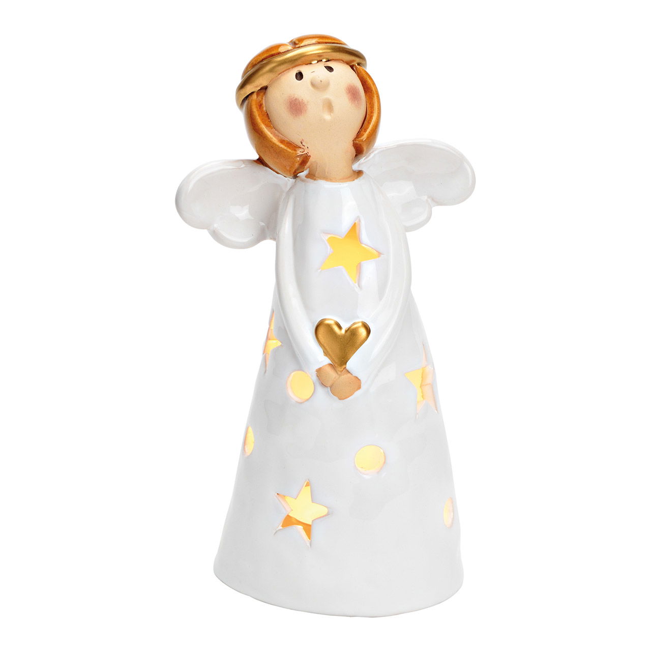 Wind light angel ceramic white (W/H/D) 10x18x8cm