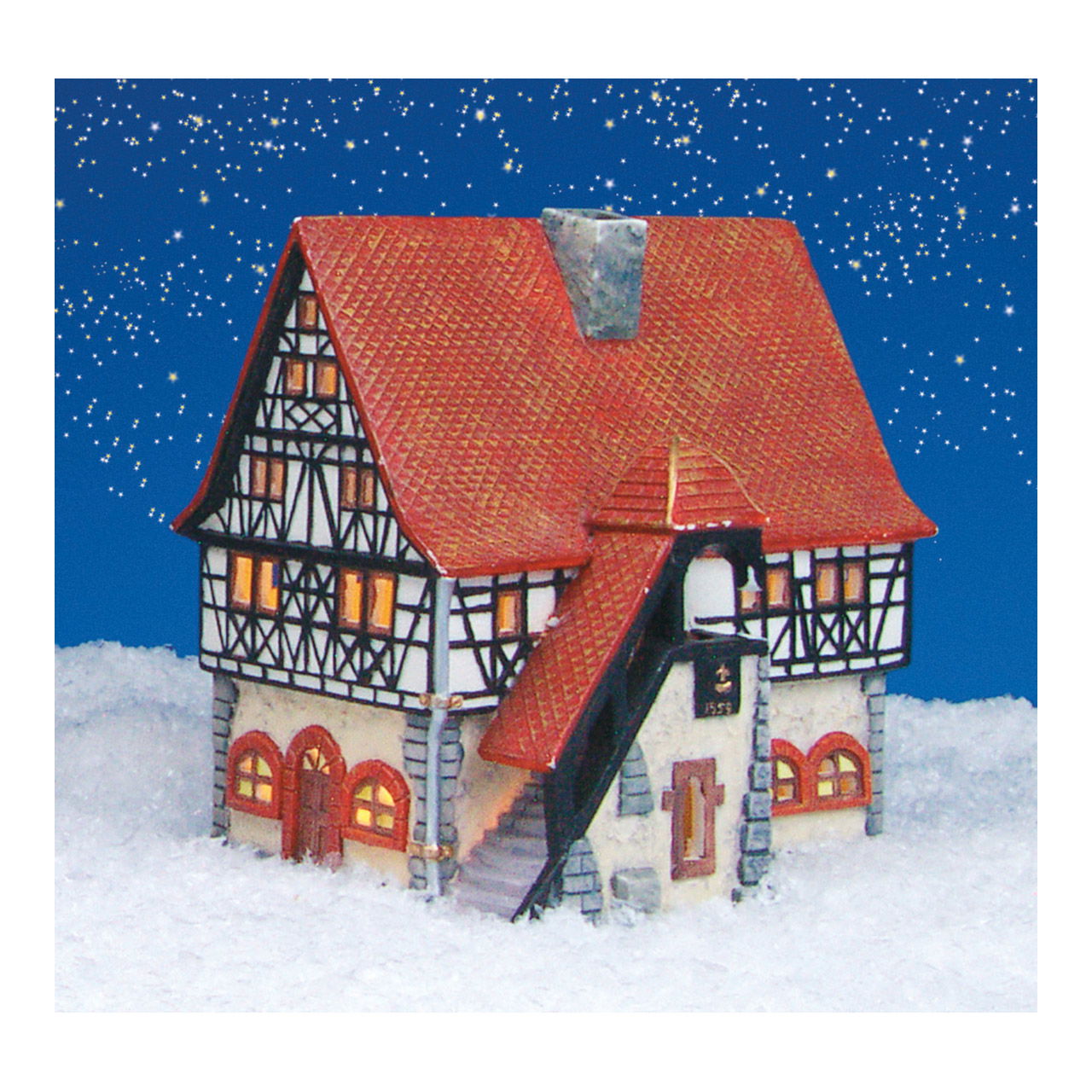 Maison lumineuse Wurm Hôtel de ville Schifferstadt en porcelaine, Coloré (L/H/P) 12x16x16cm Maison lumineuse Wurm Hôtel de ville Schifferstadt en porcelaine, Coloré (L/H/P) 12x16x16cm