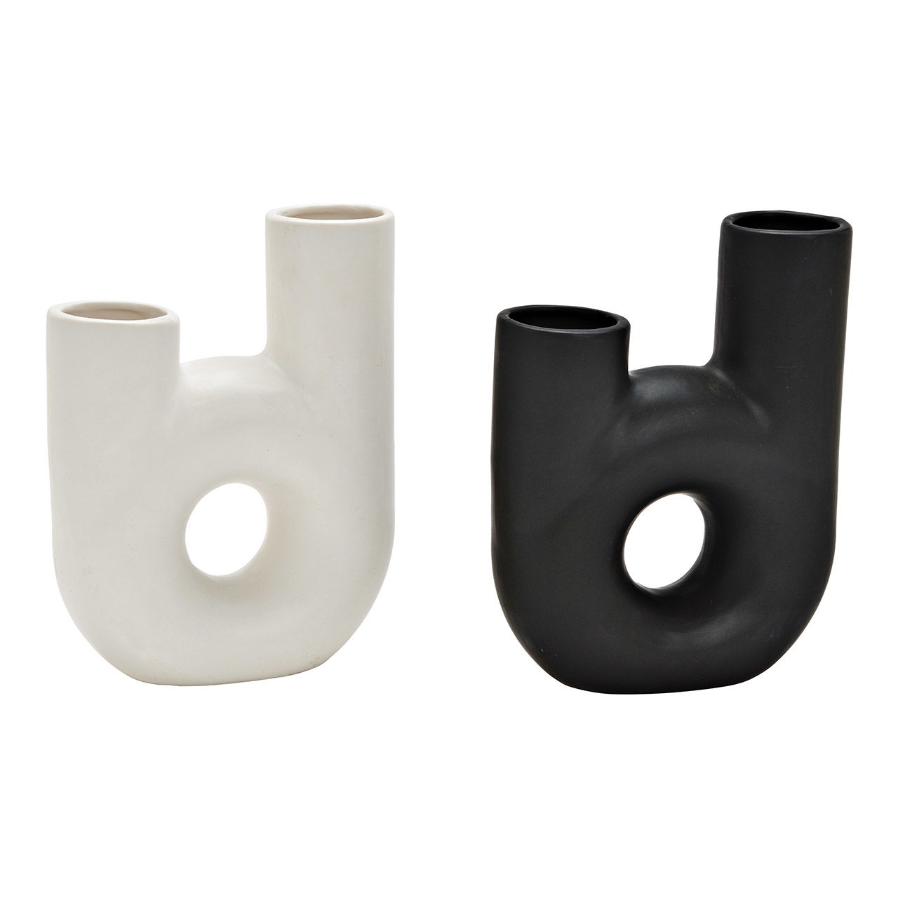 Vase en céramique noir, blanc 2 fois, (L/H/P) 15x20x5cm Vase en céramique noir, blanc 2 fois, (L/H/P) 15x20x5cm
