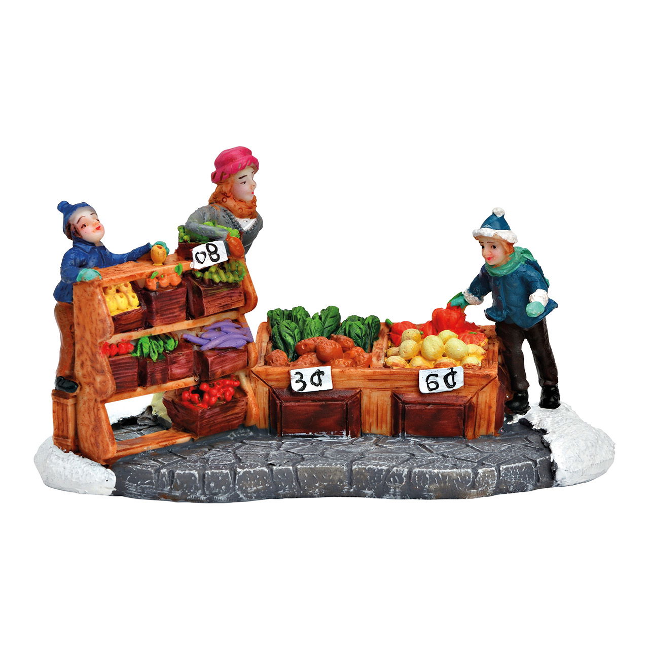 Miniaturfigur Gemüsestand aus Poly bunt (B/H/T) 12x7x6cm Figur, Person