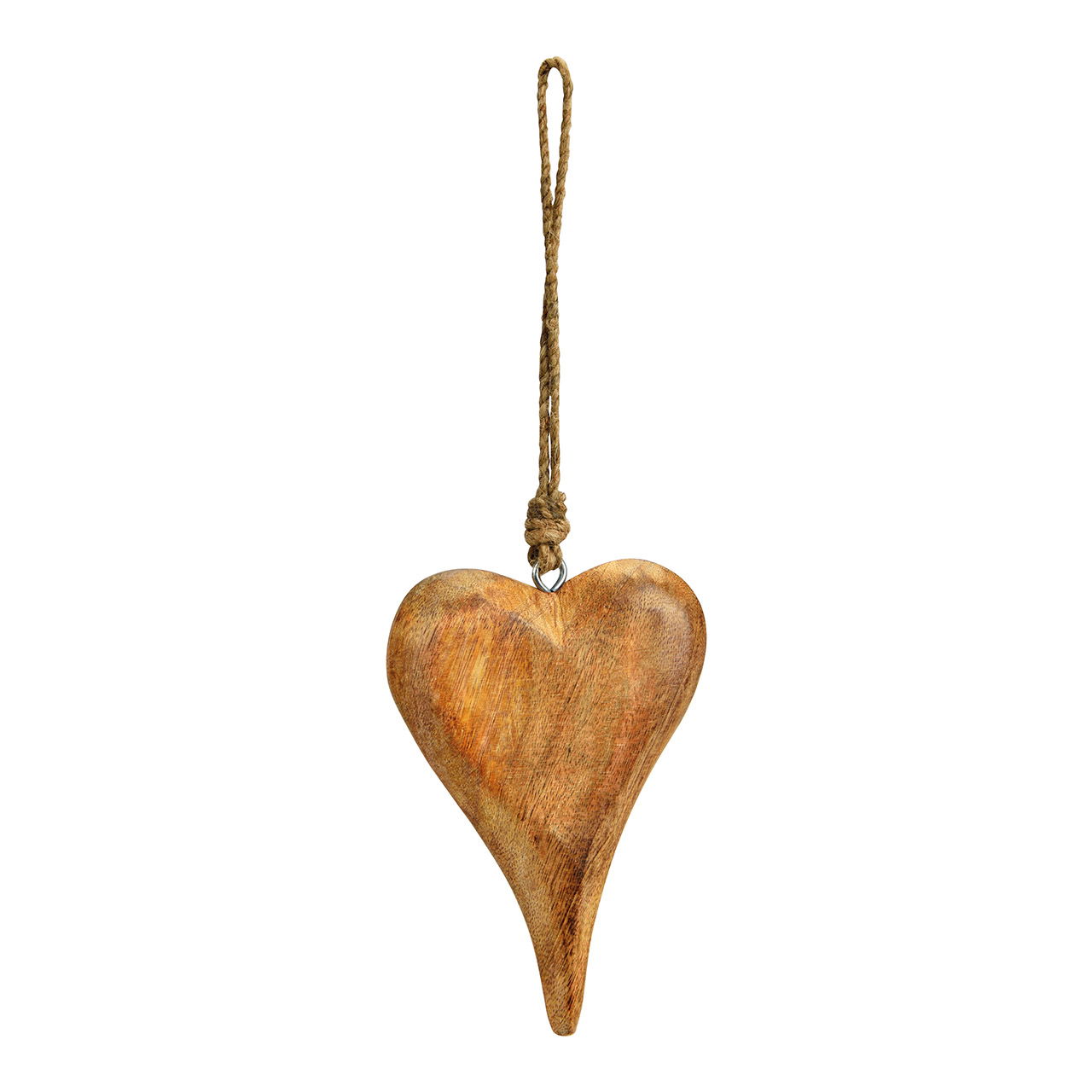 Hanger hart van mangohout naturel (B/H/D) 10x14x2cm