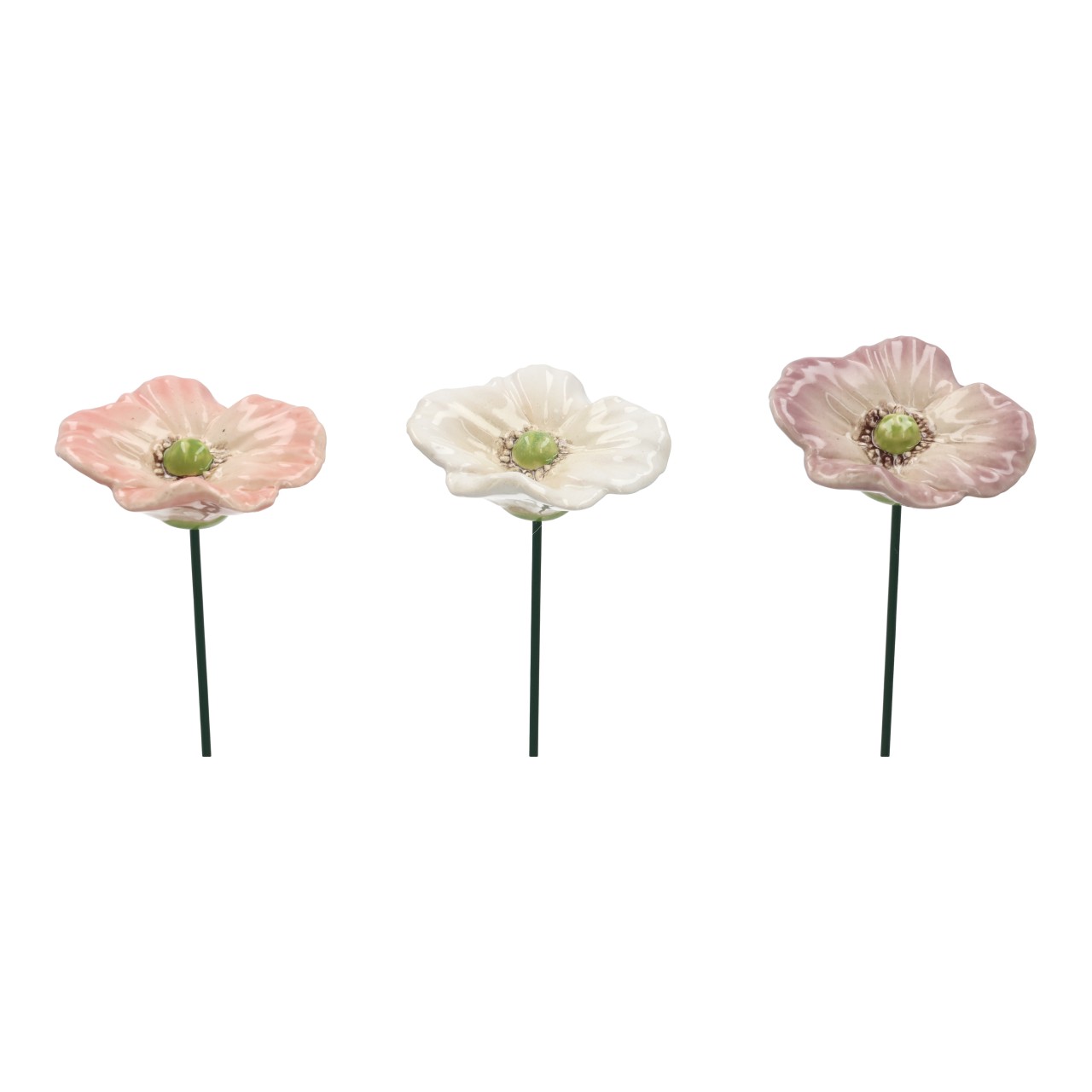 Blumensteckklinge, Kunstblumen, Poppies, Pastellfarben, Stoffblume