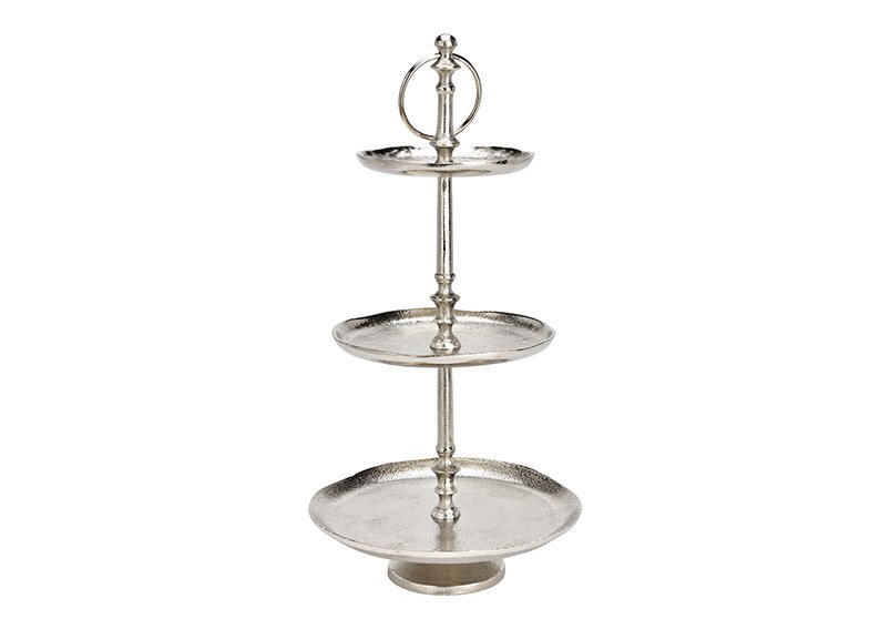 Etagere with 3 levels, made of metal silver (h) 48cm ø15/19/26cm