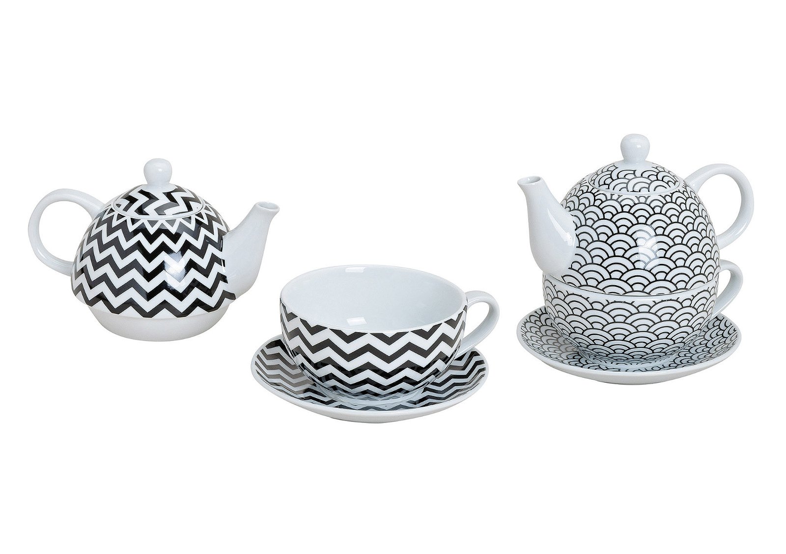 Teapot-set retro porcelain 3 pcs. 2-ass. (w/h/d) 17/15/15 cm