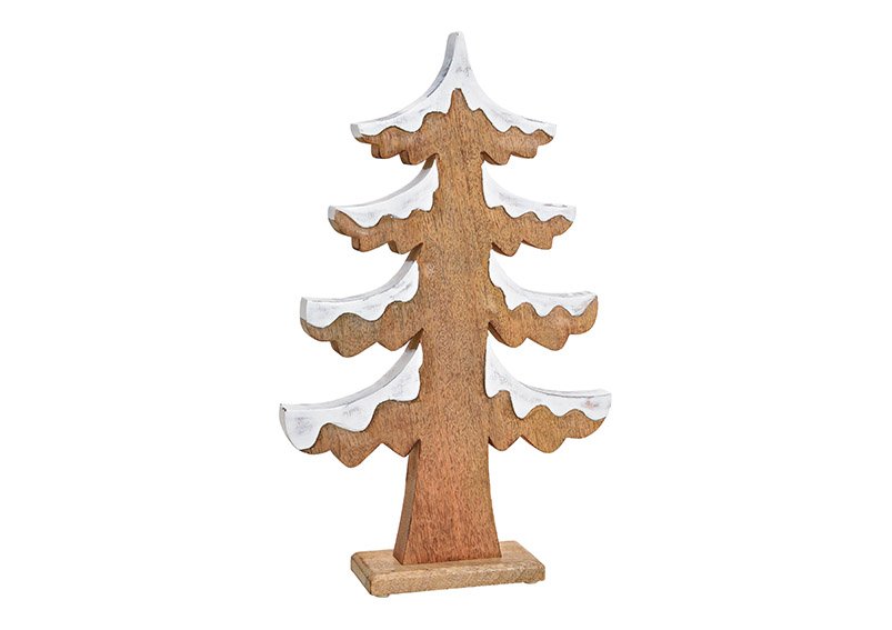 Tannenbaum mit Schnee aus Holz Braun (B/H/T) 28x45x6cm