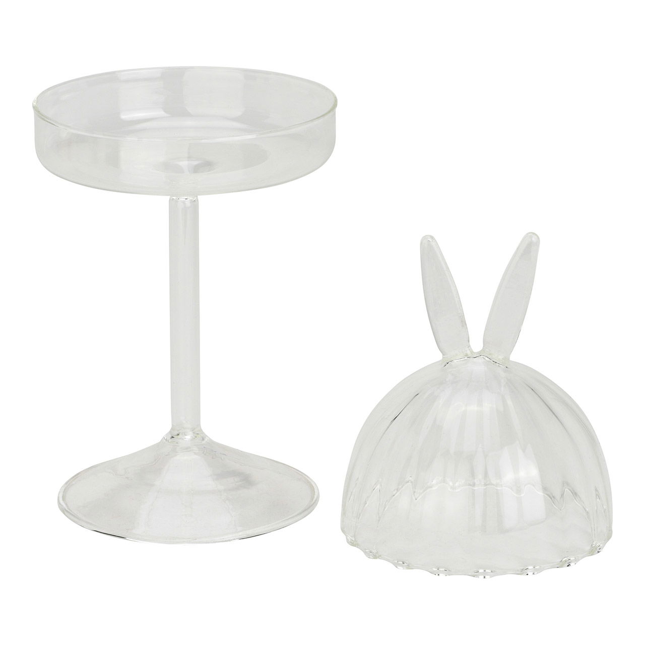 Glass cake plate, bunny ears, transparent (W/H/D) 10x22x10cm Glas