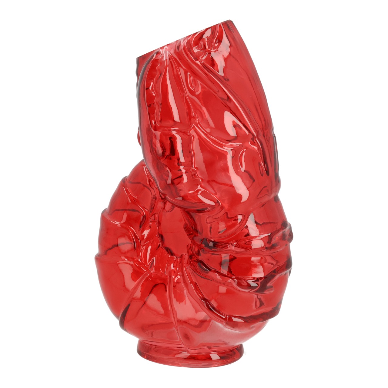 Vaso a forma di aragosta in vetro rosso (L/A/P) 15x25x11 cm Rot, Glas, Vase, Abstrakt, Skulptur