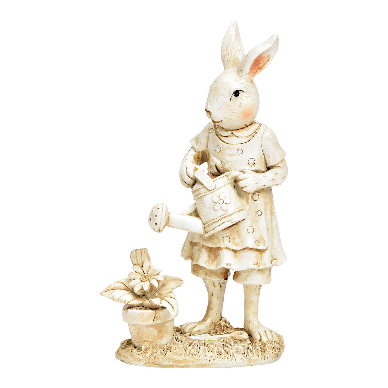 Hase mit Gießkanne aus Poly Weiß (B/H/T) 9x16x6cm Hase mit Gießkanne aus Poly Weiß (B/H/T) 9x16x6cm