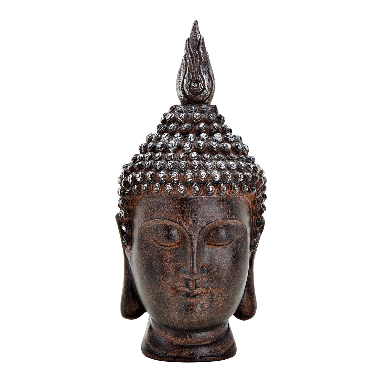 Buddhakopf aus Poly Braun (B/H/T) 16x30x16cm