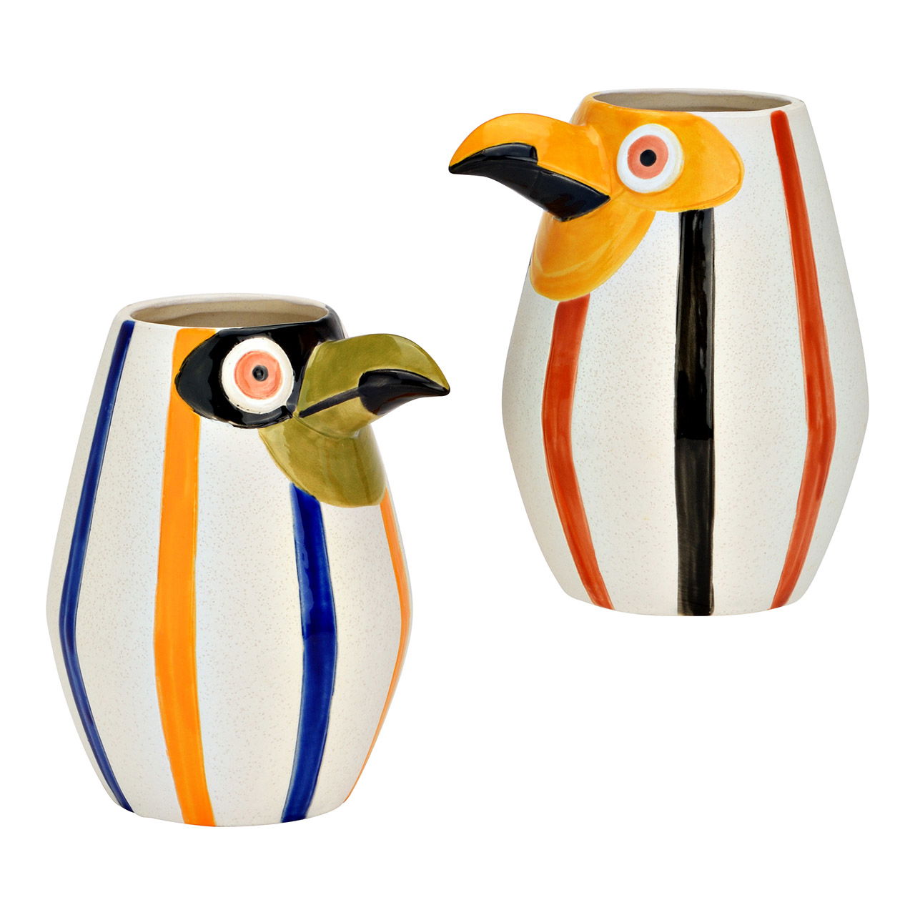 Vase perroquet en faïence, double, jaune/noir (L/H/P) 15x16x12cm Krug, Töpferei, Vase, Kanne, Pinguin