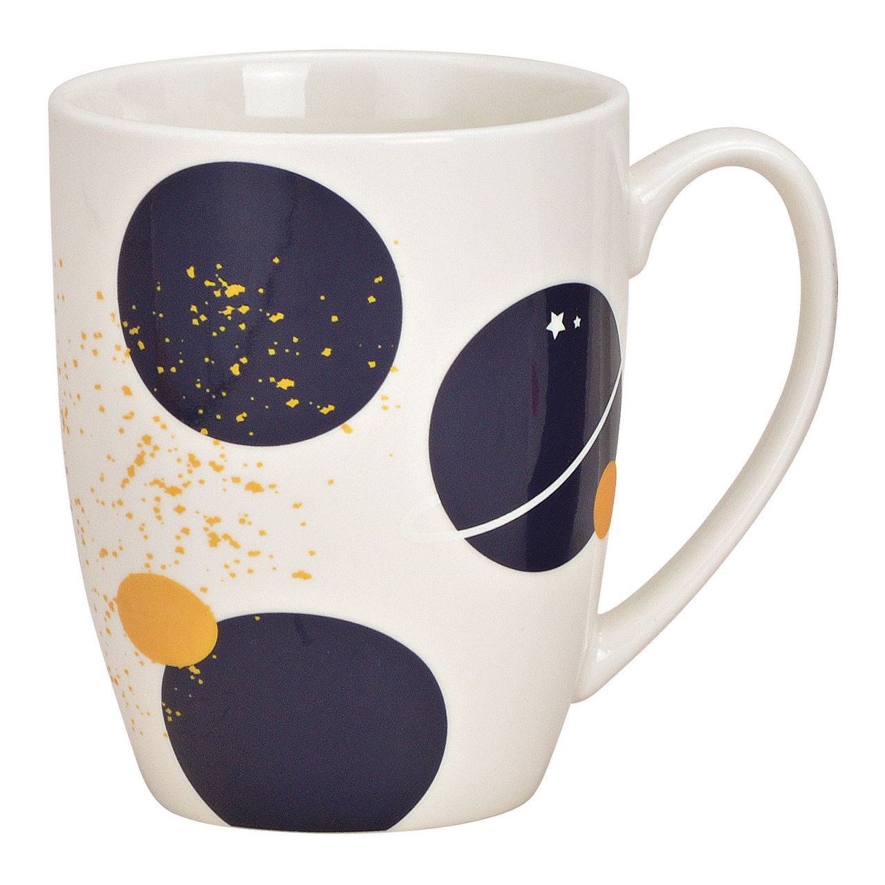 Taza de porcelana planeta blanco/negro/oro (A/A/A) 13x11x9cm