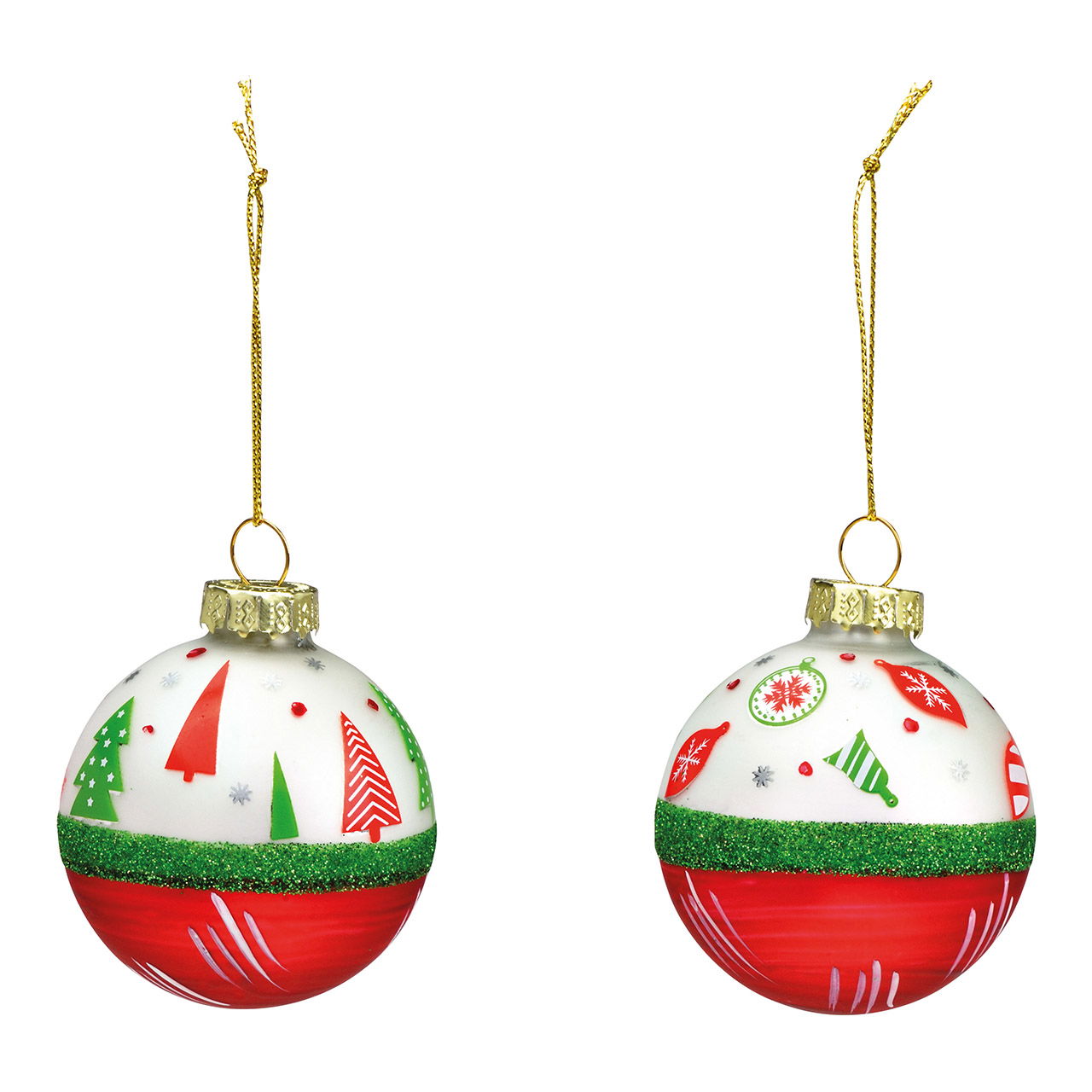 Weihnachtskugel Tannenbaum Hänger Dekor aus Glas, 2-fach, Rot/Weiß/Grün Ø6cm Zubehor, Ohrring, Schmuck, Ornament