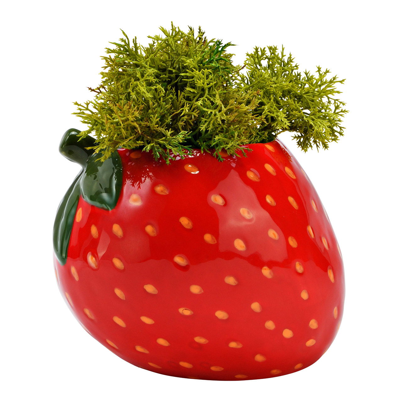 Keramische aardbeien bloempot, rood (B/H/D) 14x12x13cm