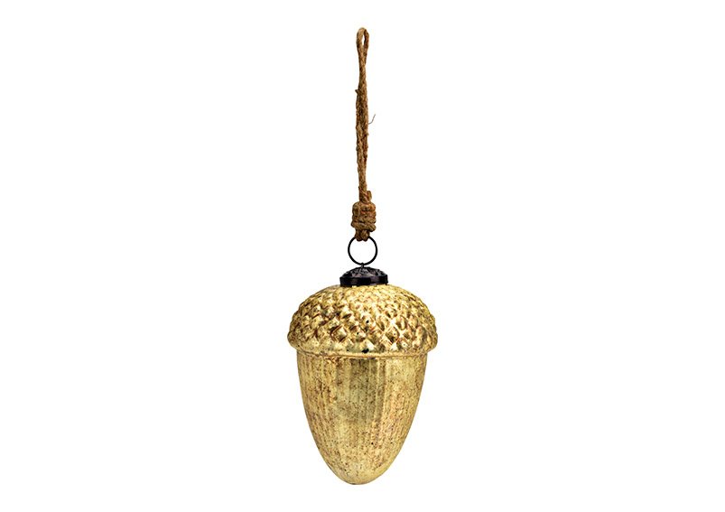 Christmas hanger acorn nut of glass gold (W/H/D) 6x10x6cm