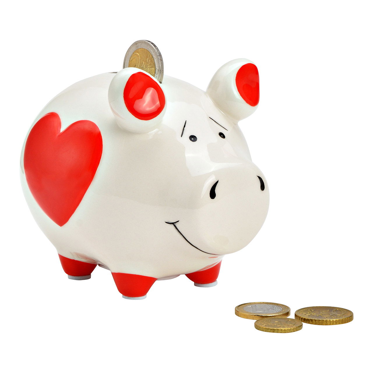 Hucha KCG centro cerdo, decoración corazón, de cerámica blanca (A/A/P) 17x15x15cm Hucha KCG centro cerdo, decoración corazón, de cerámica blanca (A/A/P) 17x15x15cm