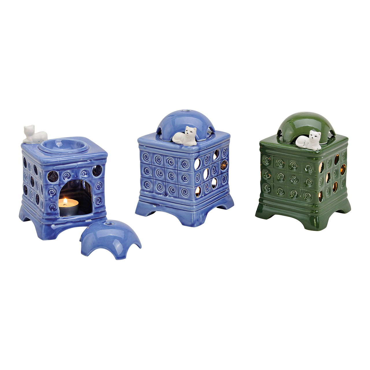 Duftlampe Kachelofen aus Keramik, 2-fach sortiert, B10 x T10 x H15 cm Duftlampe Kachelofen aus Keramik, 2-fach sortiert, B10 x T10 x H15 cm