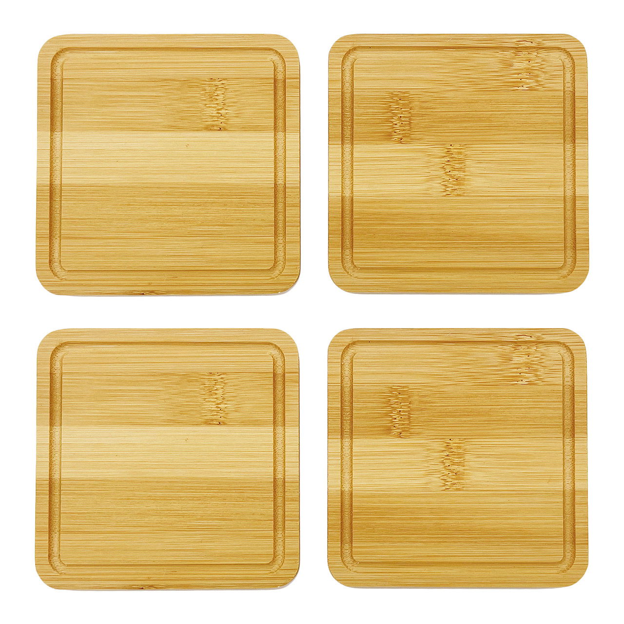 Coaster set of 4, made of bamboo natural (W/H/D) 10x1x10cm