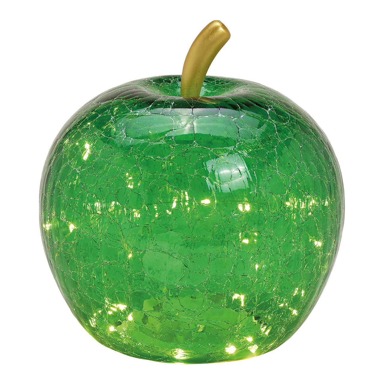 Manzana con 30 LED, con temporizador, de vidrio Verde oscuro (c/h/d) 22x24x22cm