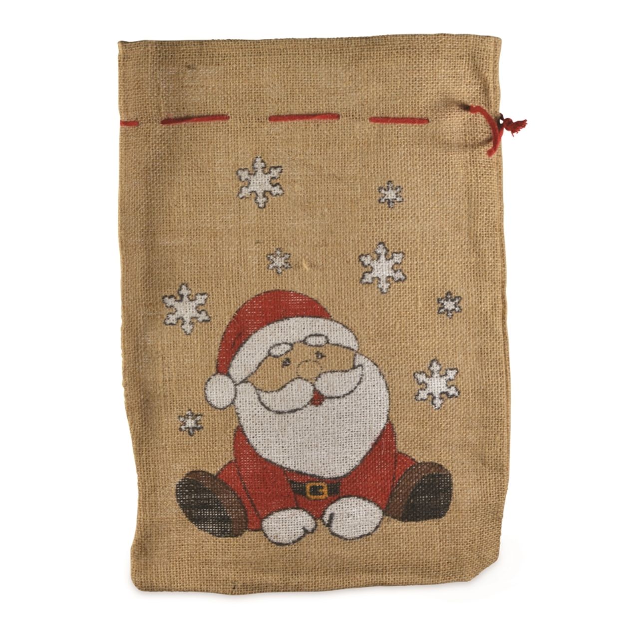 Jutebeutel, Sack, Weihnachten, Santa, Schneeflocken