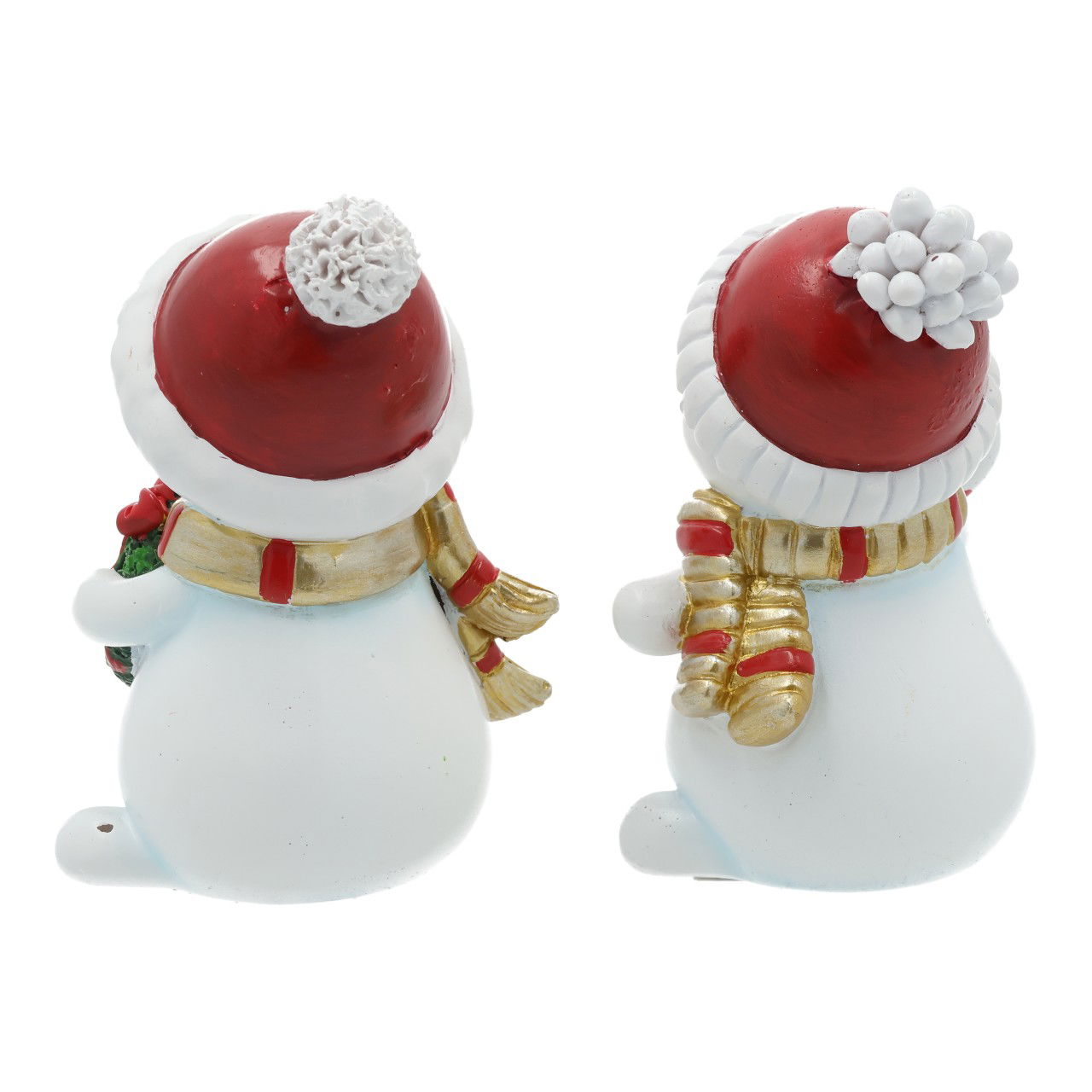 Bonhomme de neige avec sucre d'orge/couronne en poly blanc 2 fois assorti (L/H/P) 8x11x5cm Natur, Im Freien, Figur, Winter, Schneemann