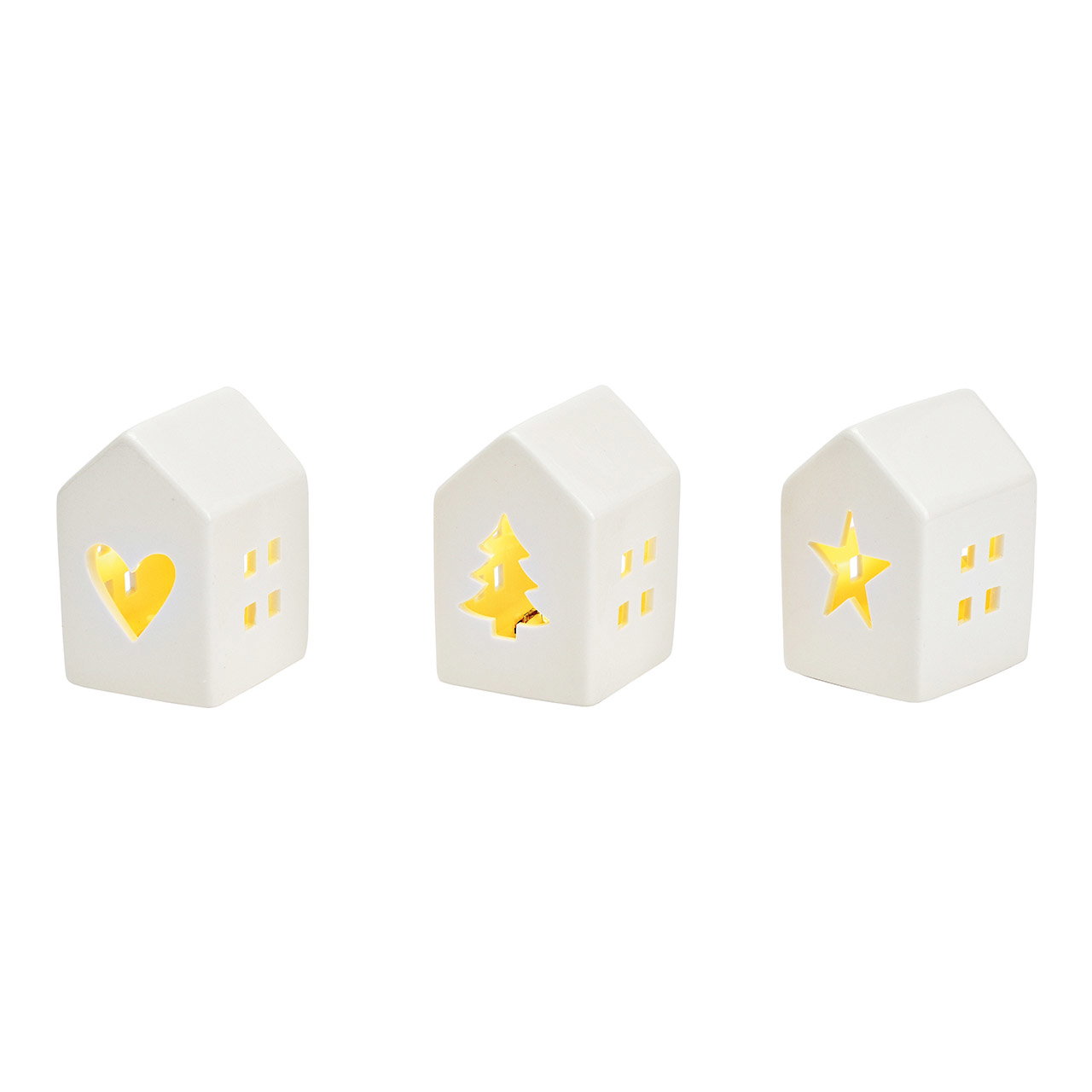 Dekohaus, LED-Lampe, Weihnachtsdeko, Herzfenster, Sternfenster