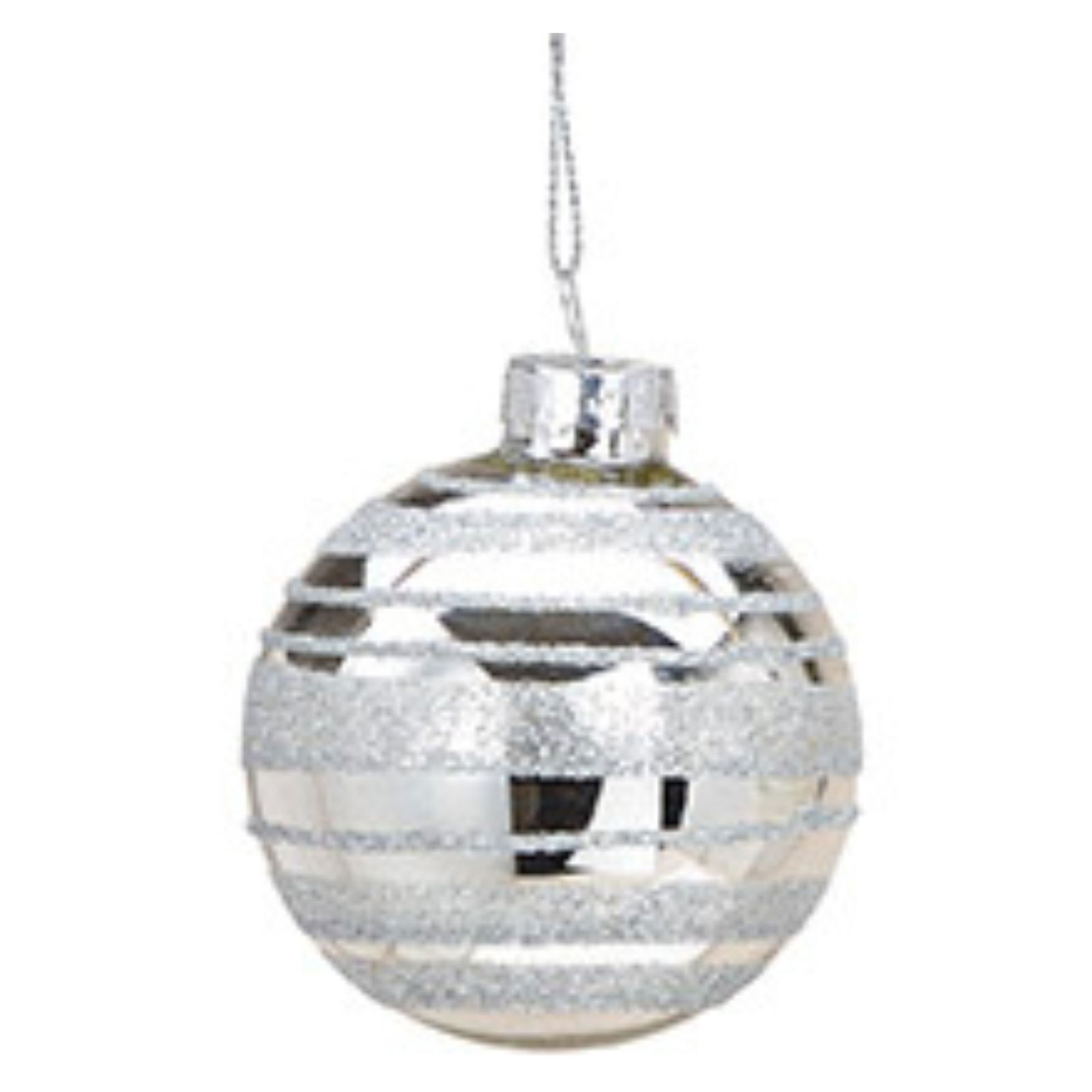 Weihnachtskugel aus Glas, 4-fach, Weiß/Silber Ø6cm Zubehör